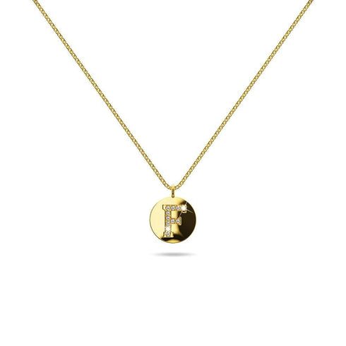 Solid 925 Sterling Silver Initial Alphabet Personalised Disc Necklace